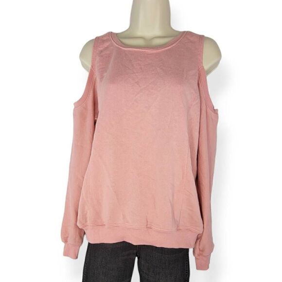 Ultra Flirt Pink Cold Shoulder Sweater XL Junior - Picture 1 of 3